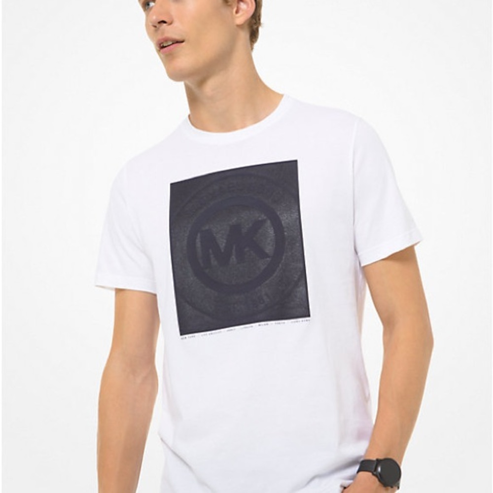 Michael Kors White Tee with Blue Graphic